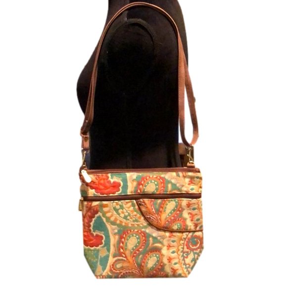 Danny K Multicolored, Paisley Designed Crossbody Bag, Size 11.5" X10.5" - Picture 3 of 9